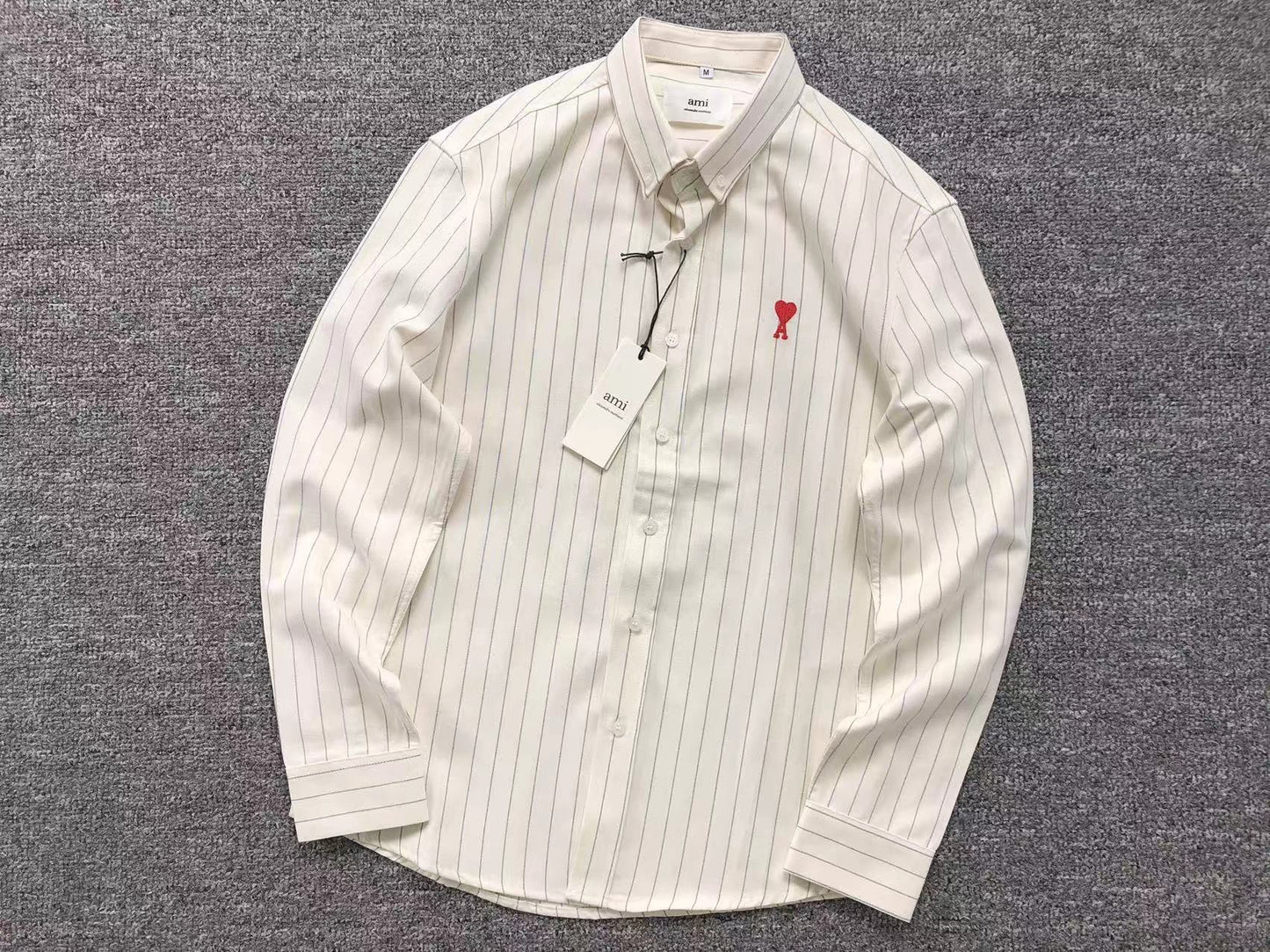 Camisa AMI Paris Striped Mini Heart Shirt