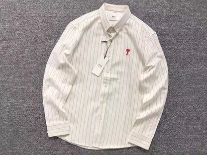 Camisa AMI Paris Striped Mini Heart Shirt