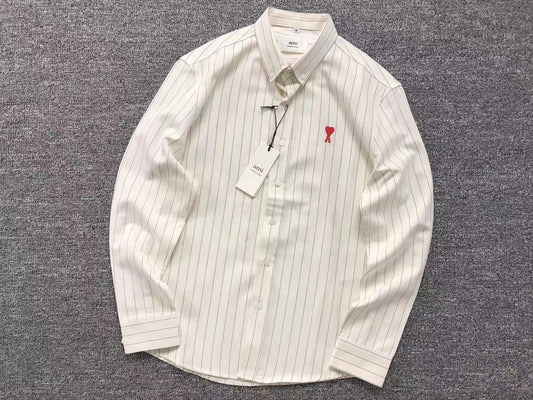 Camisa AMI Paris Striped Mini Heart Shirt