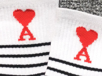 Meia AMI Paris Stripe Heart