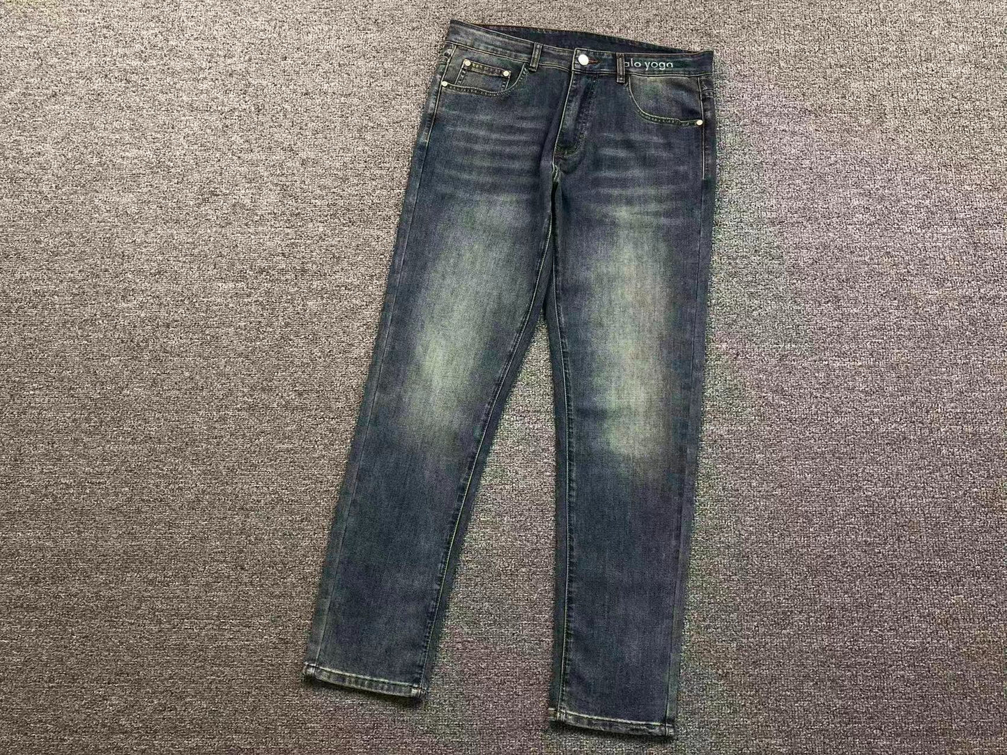 Calça ALO jeans reta azul estonado