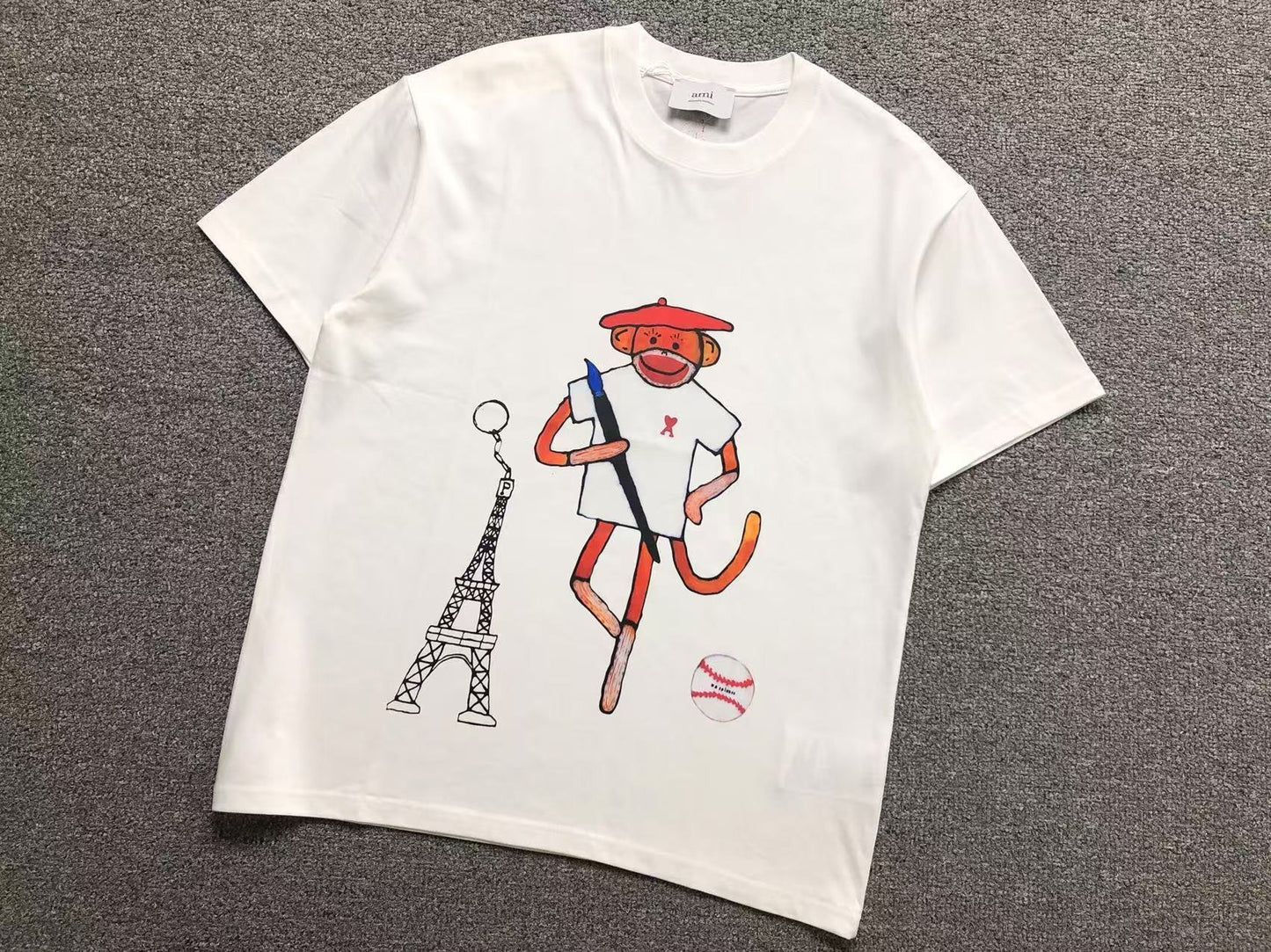 Camiseta AMI Paris Monkey Graphic Tee