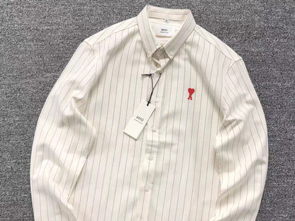 Camisa AMI Paris Striped Mini Heart Shirt