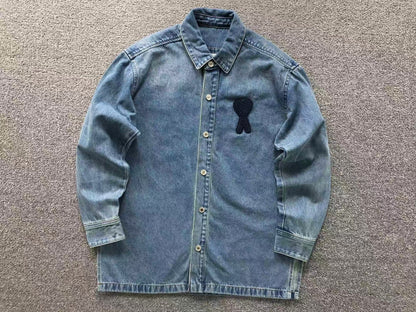 Camisa AMI Paris Washed Denim Heart