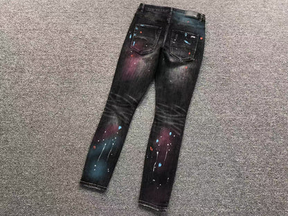 Calça AMIRI Galaxy Paint Black Denim