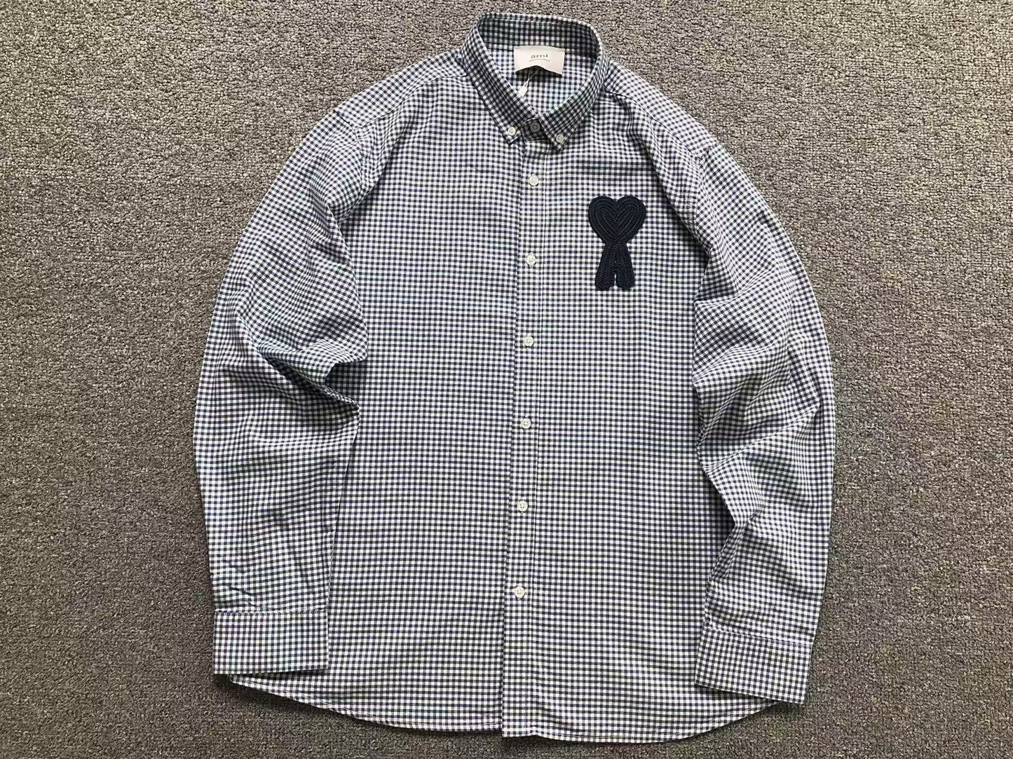 Camisa AMI Paris Vichy Big Heart Logo