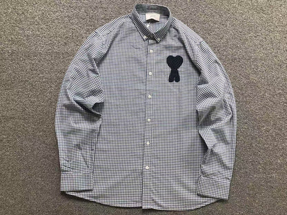 Camisa AMI Paris Vichy Big Heart Logo