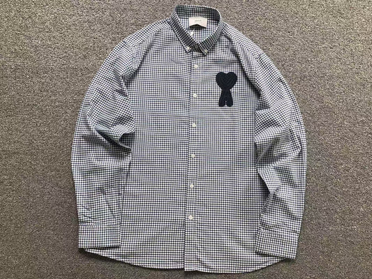 Camisa AMI Paris Vichy Big Heart Logo