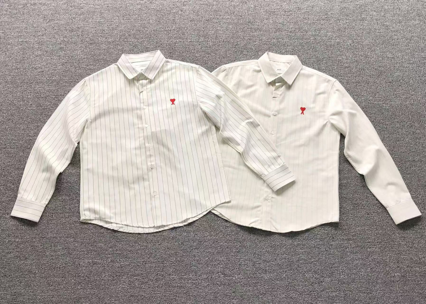 Camisa AMI Paris Striped Heart Manga Longa