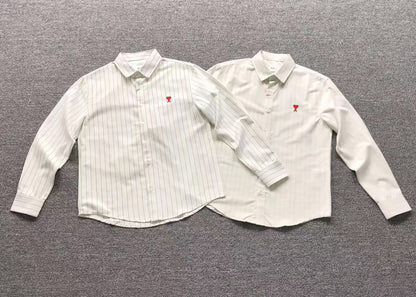 Camisa AMI Paris Striped Heart Manga Longa