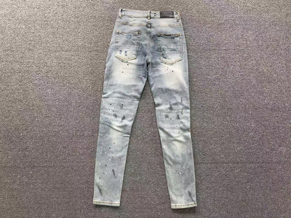 Calça AMIRI Ice Destroyed Paint Denim