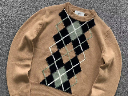 Suéter AMI Paris Argyle Classic Feminino