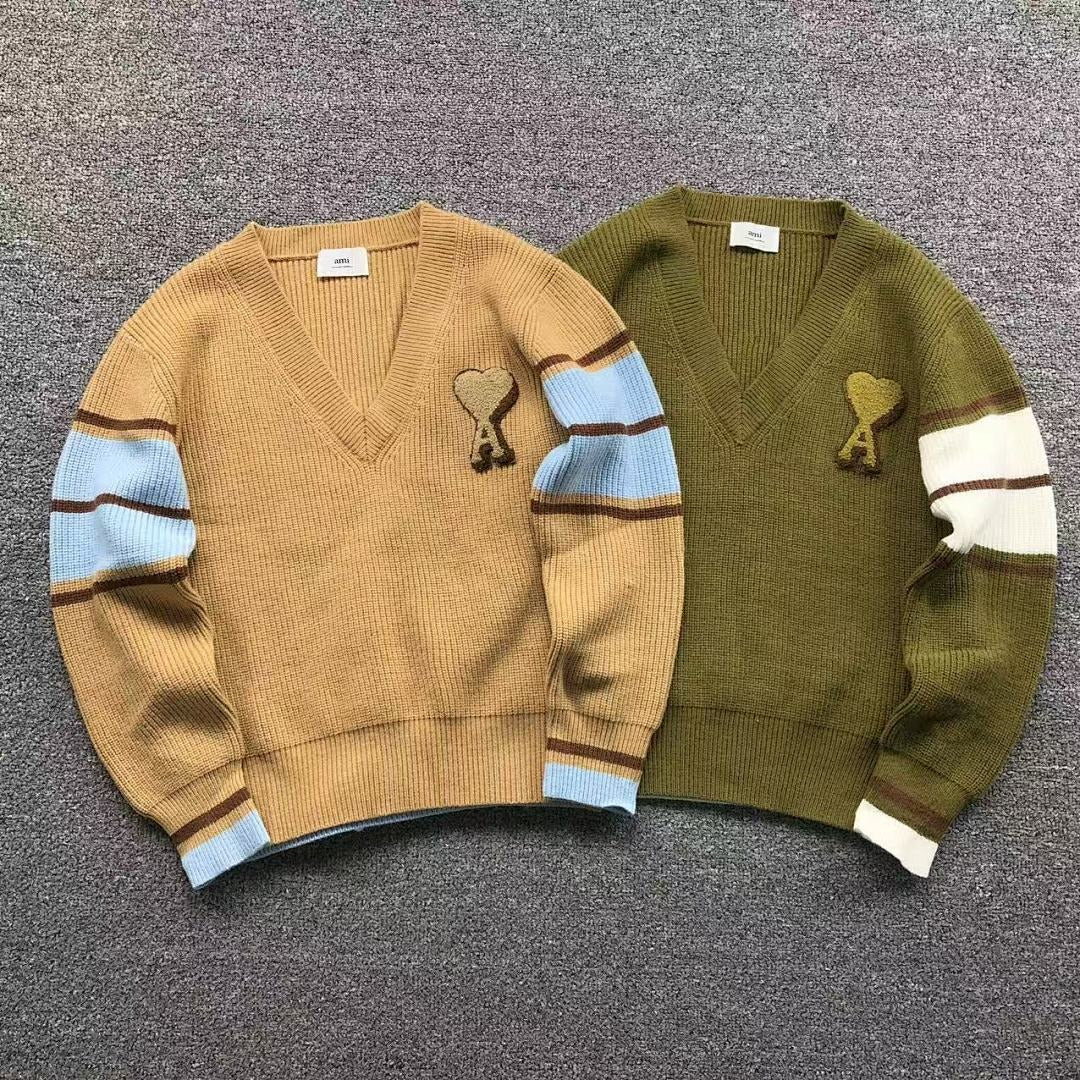 Suéter AMI Paris V-Neck Vintage Knit
