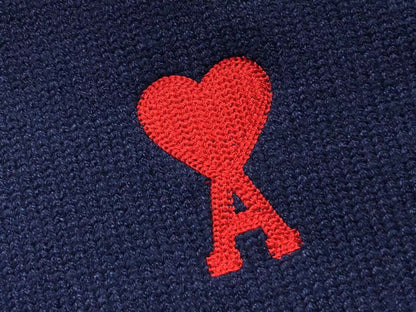 Suéter AMI Paris Listrado Heart Logo