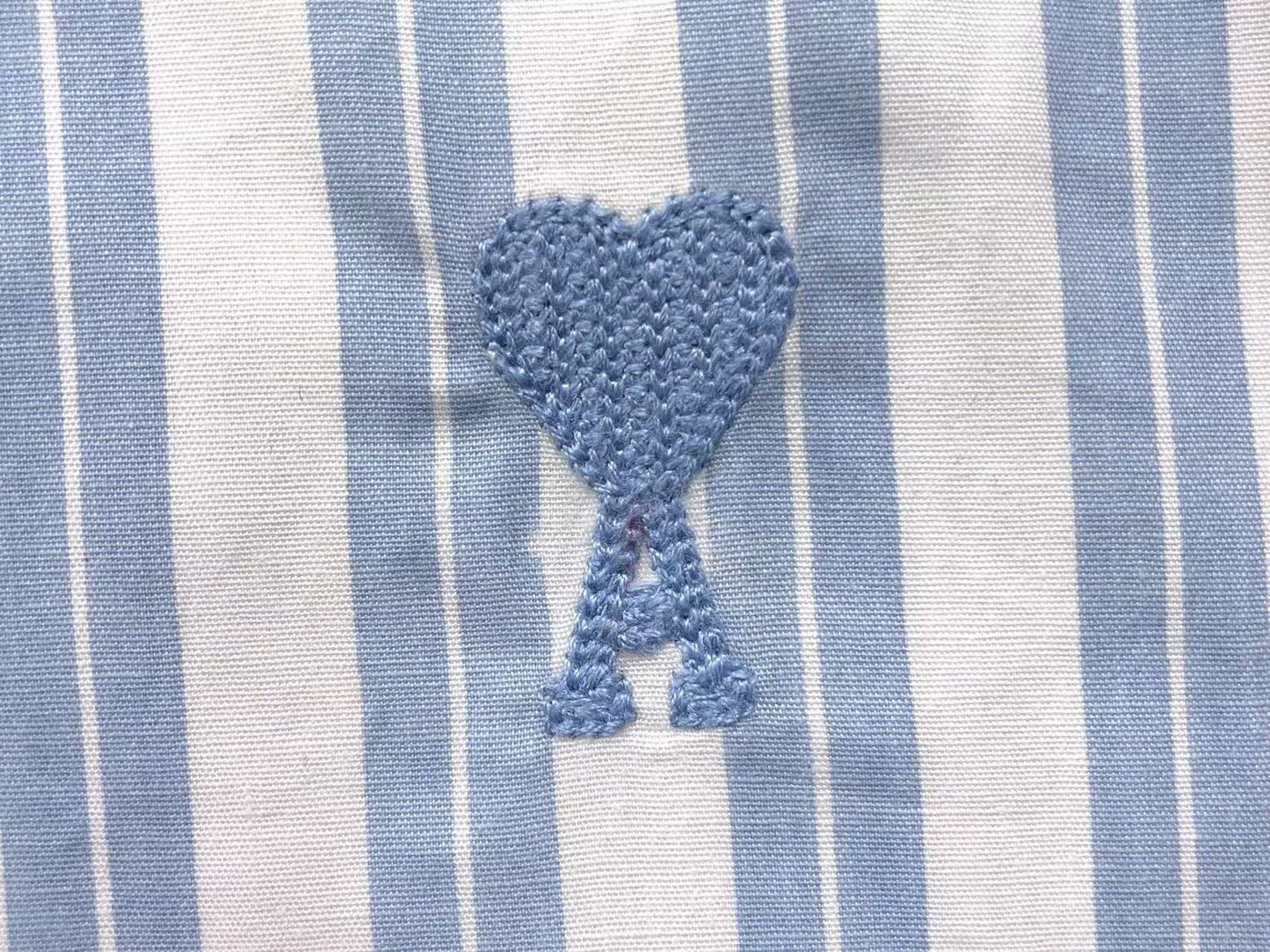 Camisa AMI Paris Stripe Mini Heart Blue