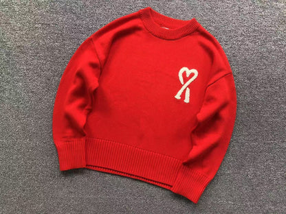 Suéter AMI Paris Heart Logo Vermelho