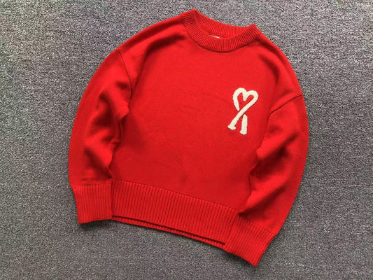 Suéter AMI Paris Heart Logo Vermelho