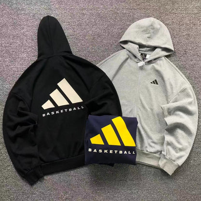 Moletom Adidas Basketball Back Logo Zip Hoodie