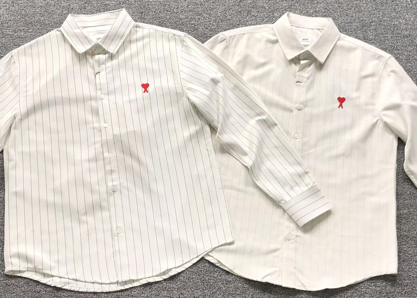 Camisa AMI Paris Striped Heart Manga Longa