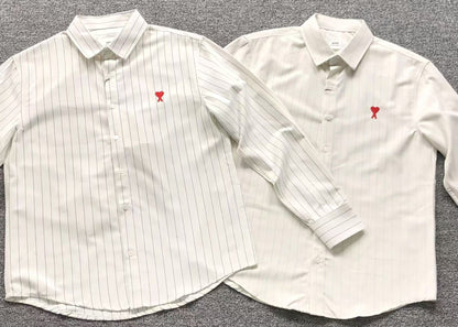 Camisa AMI Paris Striped Heart Manga Longa