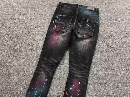 Calça AMIRI Galaxy Paint Black Denim