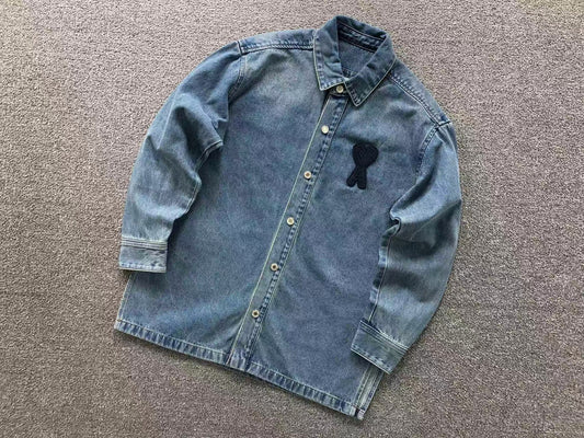 Camisa AMI Paris Washed Denim Heart