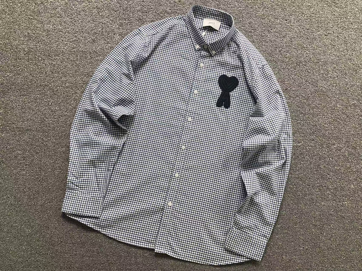 Camisa AMI Paris Vichy Big Heart Logo