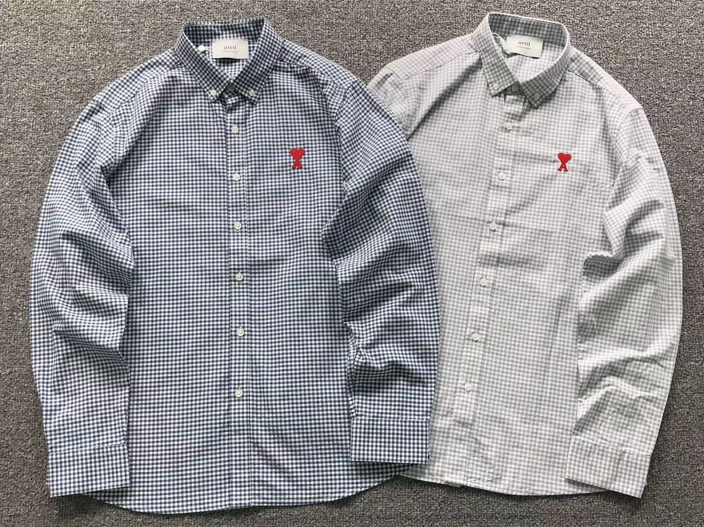 Camisa Social AMI Paris Vichy Heart Logo