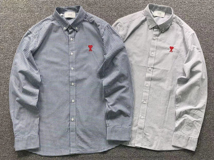 Camisa Social AMI Paris Vichy Heart Logo