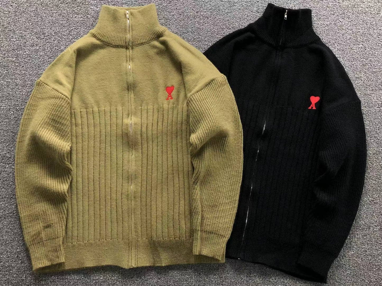 Suéter AMI Paris Gola Alta Zip Heart