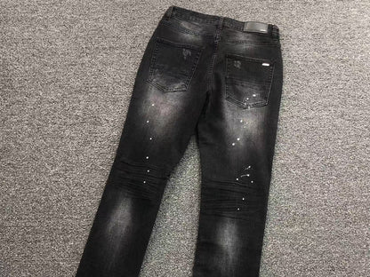 Calça AMIRI Black Paint Wash Denim