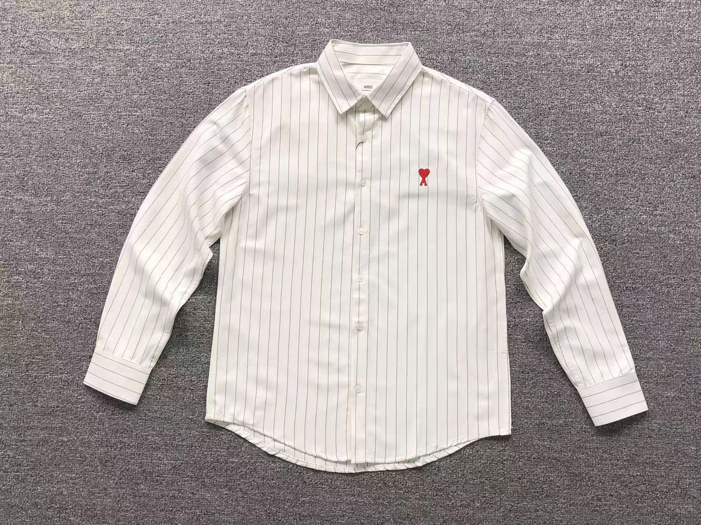 Camisa AMI Paris Striped Heart Manga Longa