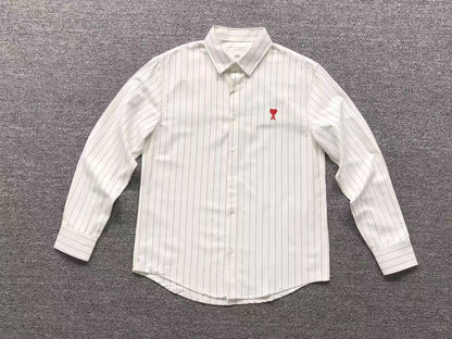Camisa AMI Paris Striped Heart Manga Longa