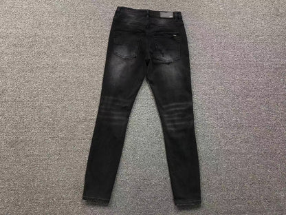 Calça AMIRI Tonal Logo Distress Denim