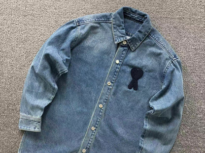 Camisa AMI Paris Washed Denim Heart