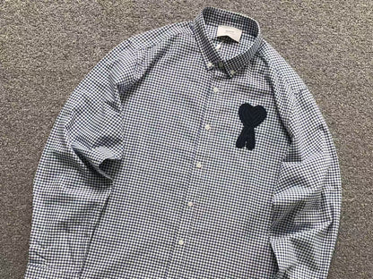 Camisa AMI Paris Vichy Big Heart Logo