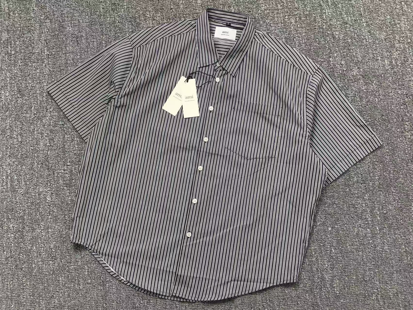 Camisa AMI Paris Striped Short Sleeve