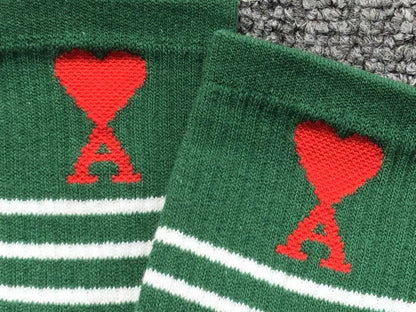 Meia AMI Paris Stripe Heart