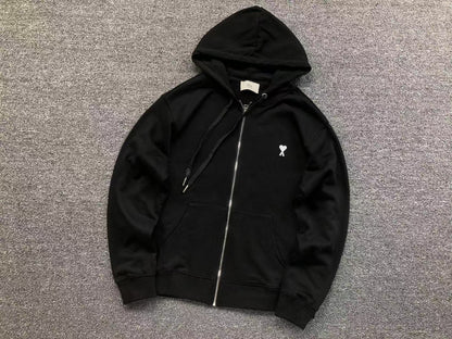 Moletom AMI Paris Hoodie com Zíper