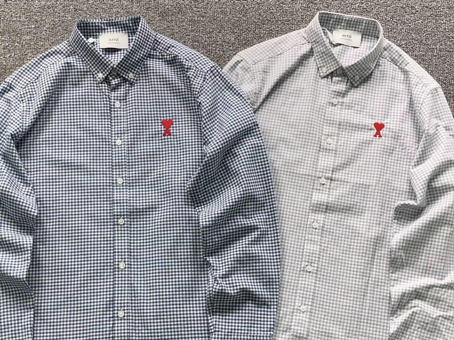 Camisa Social AMI Paris Vichy Heart Logo