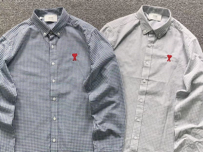 Camisa Social AMI Paris Vichy Heart Logo