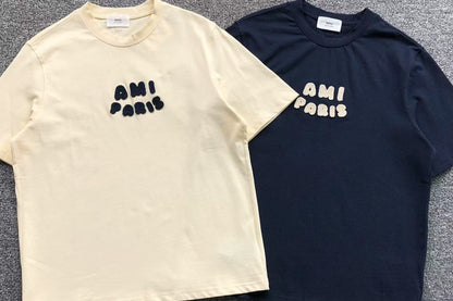 Camiseta AMI Paris Textured Logo Chenille Tee