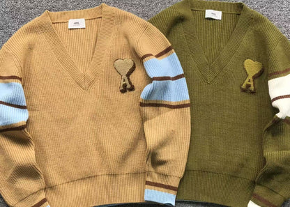 Suéter AMI Paris V-Neck Vintage Knit