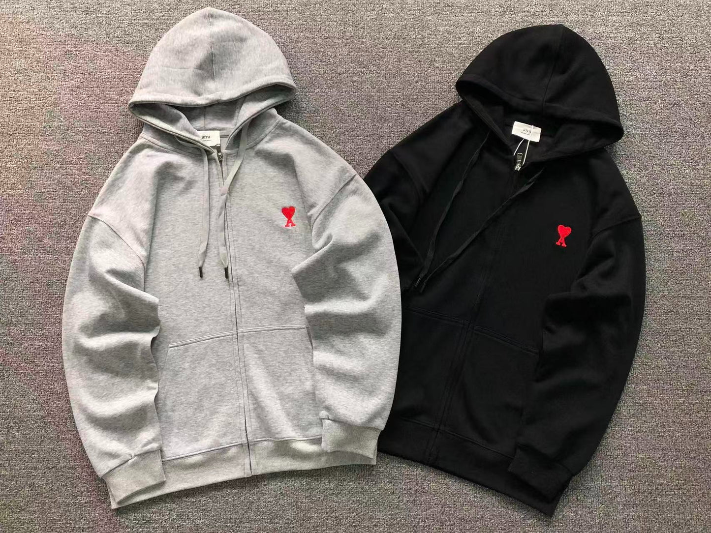 Moletom AMI Paris Zip Hoodie Logo Heart