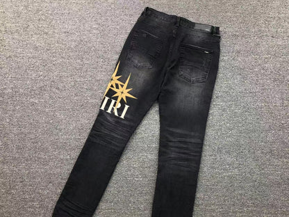 Calça AMIRI Star Logo Black Denim