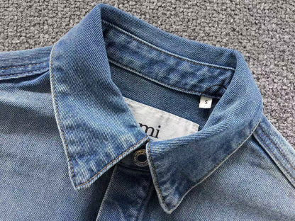 Camisa AMI Paris Washed Denim Heart Feminino
