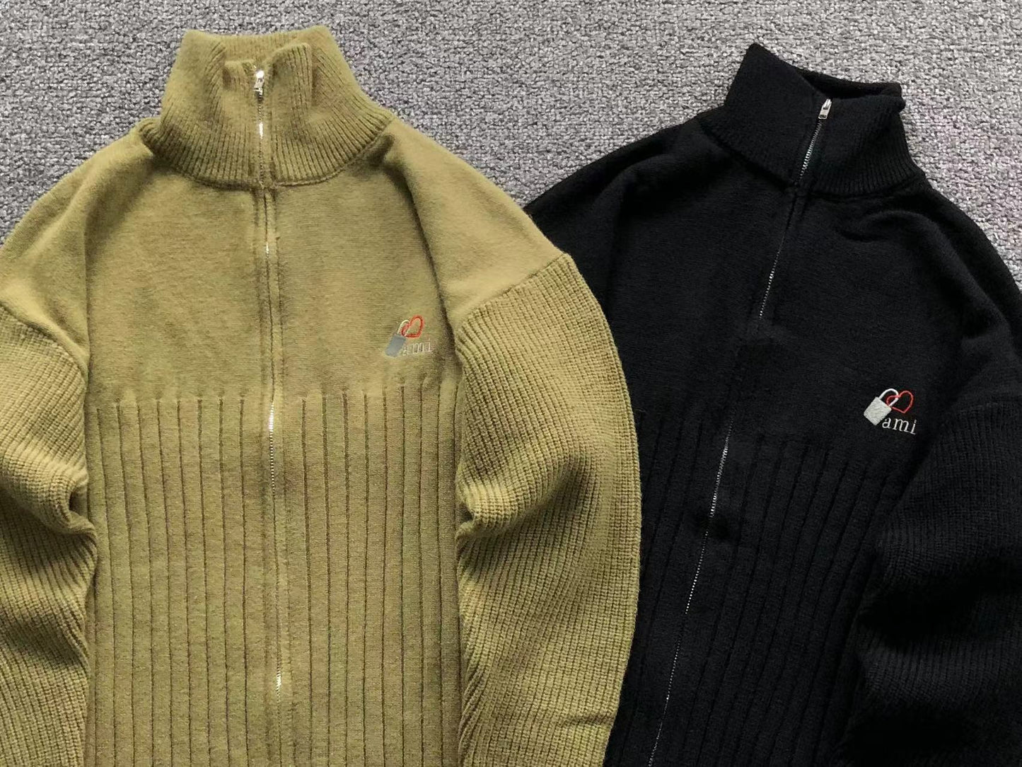 Suéter AMI Paris Gola Alta Zip Heartlock