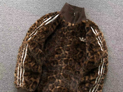 Jaqueta Adidas Leopard Faux Fur Jacket