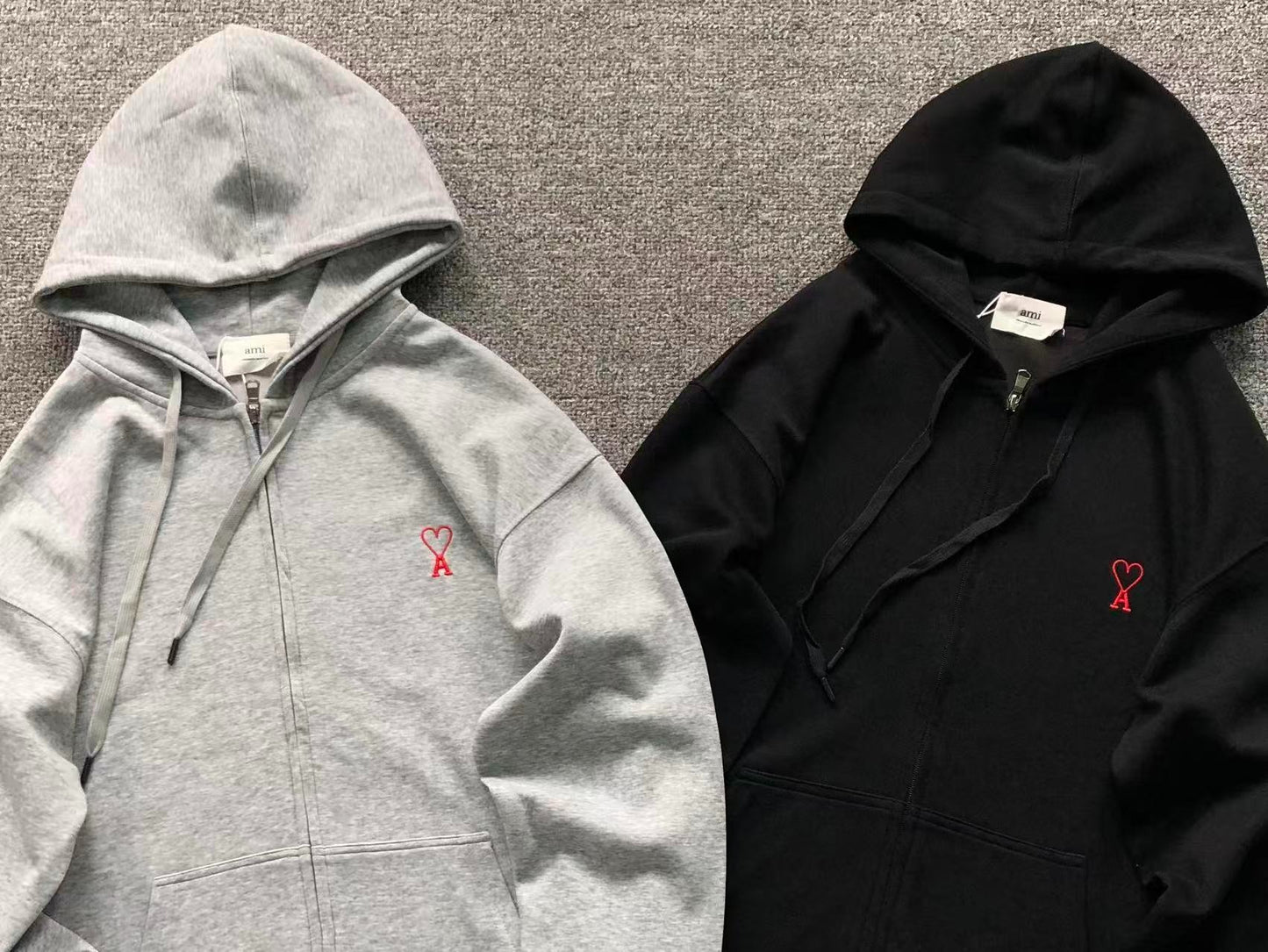 Moletom com Capuz AMI Paris Zip Hoodie Logo Coração