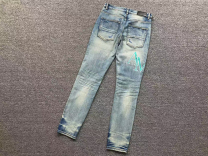 Calça AMIRI TR Ice Blue Distressed Denim